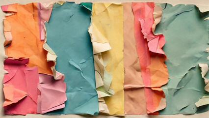 Torn paper vintage colorful. Generative AI.