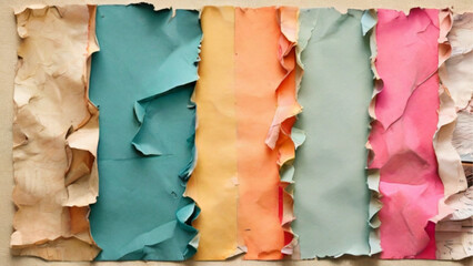 Torn paper vintage colorful. Generative AI.