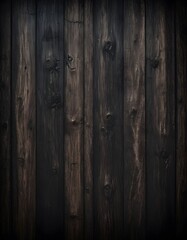 An intimate close-up of dark wooden planks, the textures and knots creating a natural pattern. The interplay of shadows and rustic details evoke a sense of age and timelessness. AI Generative