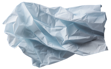 Crumpled Paper. A piece of crumpled paper lies on a stark its edges folded and creased. The paper appears to have been discarded. on a White or Clear Surface PNG Transparent Background.