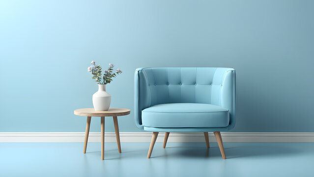 Home Design 3D Armchair. Front View of Teal Elegance. Perfect Addition to Interior Decor and Furniture