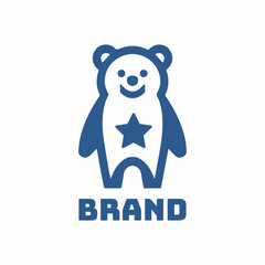 Little Bear logo with star accent. Vector Brand Logo