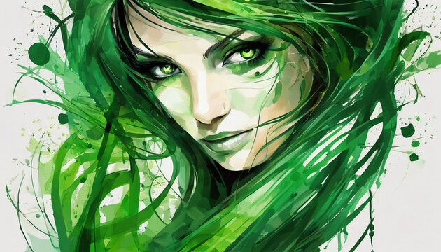 painting abstract art of female green eyes wallpaper
