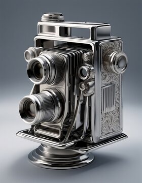 Vintage Camera Captured from a Side Angle, Generative AI