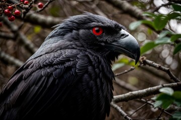 Fototapeta premium Red-eyed black crow