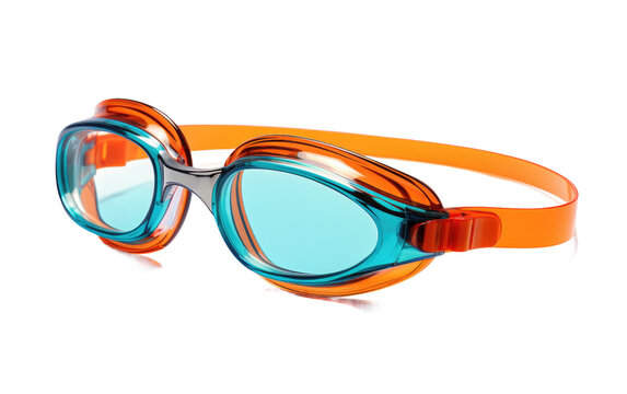 Swimming Goggles. A pair of swimming goggles are sleek and modern in design, perfect for protecting the eyes while swimming in pools. on a White or Clear Surface PNG Transparent Background.