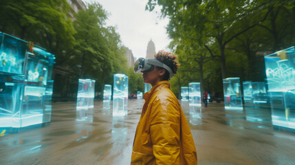 Obraz premium VR Innovation Unleashed Woman with Glasses on the Street