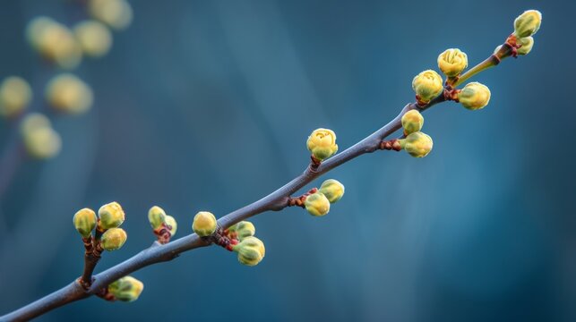branch with buds close-up.