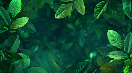 plants foliage flat lay banner with  copy space background. Generative AI - obrazy, fototapety, plakaty