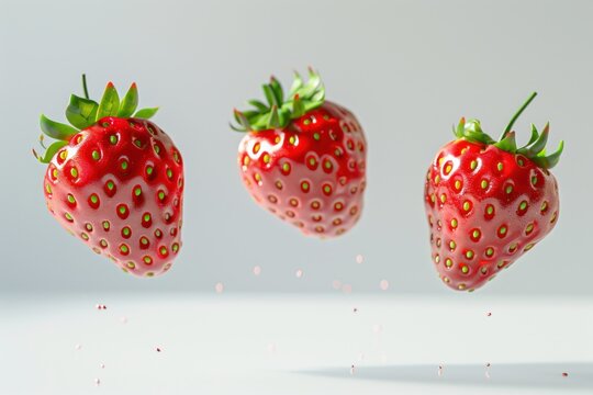 An isolated strawberry and a strawberry with leaf An isolated strawberry was made with a whole strawberry on white and one half on a white background