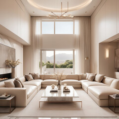 cozy charm of this modern living room adorned with rustic farmhouse furniture, where contemporary design meets timeless allure.