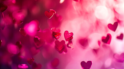 Obraz na płótnie Canvas Happy valentines day shiny hearts bokeh background