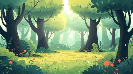 fairy forest illustration. - obrazy, fototapety, plakaty