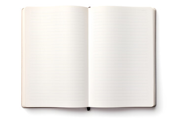 Naklejka premium Blank opened notebook mock up top view isolated on white background