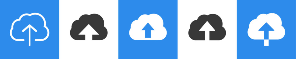 Upload vector icon, cloud storage symbol set. Modern, linear and filled flat vector illustration concept. Ui, Website, mobile app