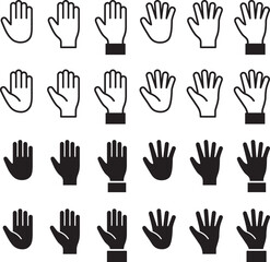 ストップ、禁止、触るな、お断りのハンドサインのベクターイラストセット