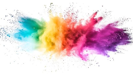 Fototapeta premium Colorful Holi powder on white background