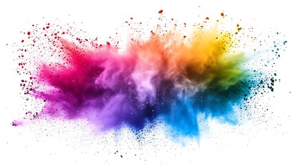 Colorful Holi powder on white background - obrazy, fototapety, plakaty