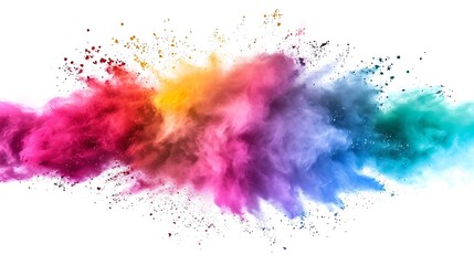 Colorful Holi powder on white background