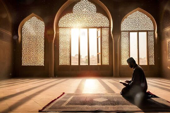 Man in the mosque read book