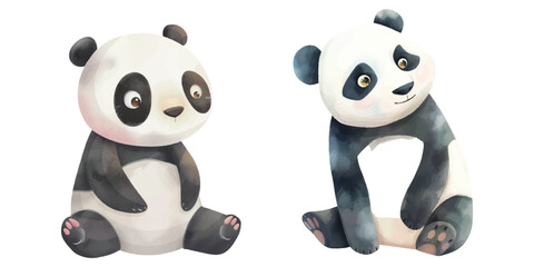 cute panda watercolour vector illustration © Finkha