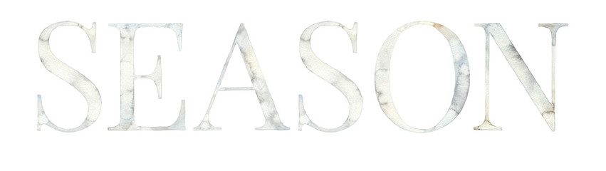 Fototapeta premium Watercolor hand drawn lettering isolated background. Handwritten message. Year Season marble text. Can be used as a print for cards, banner or poster, invitation, congratulations.
