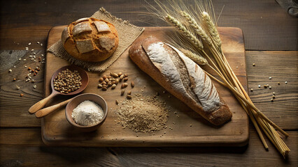 rye bread, flour, ears of corn