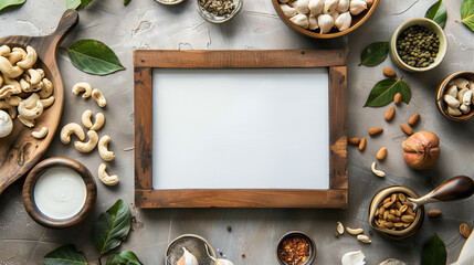 Cashew Cheese background with white board in the middle