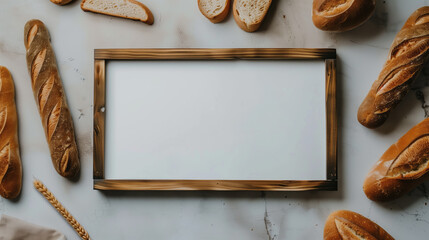 Baguette background with white board in the middle