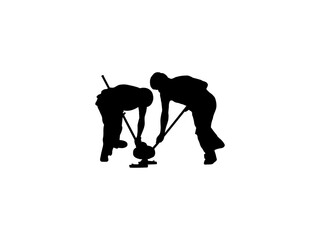 Curling player silhouette. Curling sports player vector design and illustration.