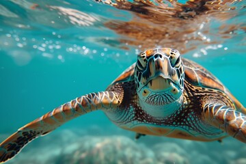 Fototapeta premium green sea turtle swimming