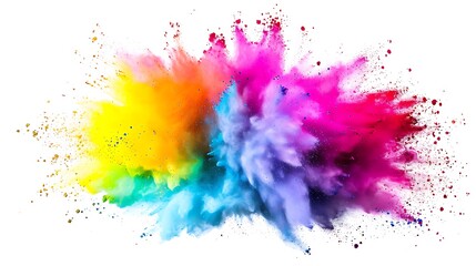 Fototapeta premium Colorful Holi powder on white background