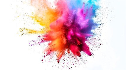 Fototapeta premium Colorful Holi powder on white background