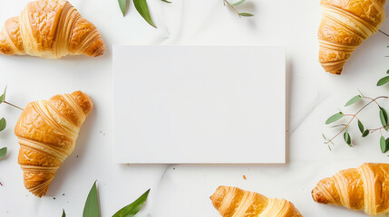 Croissant background with white board in the middle
