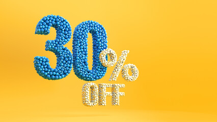 Up to 30% off sale on yellow background. Sale 30 percent on yellow background discount blue text.
