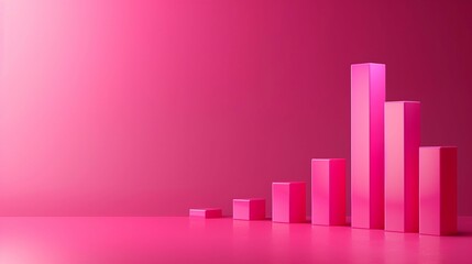 Dynamic Pink Progress: 3D Rendered Pink Process Bar Chart Trend Design for Business, Infusing Visual Excellence, Data Innovation, and Modern Corporate Aesthetic 