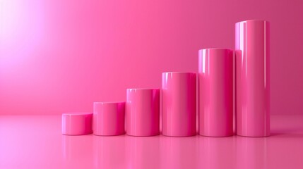 Dynamic Pink Progress: 3D Rendered Pink Process Bar Chart Trend Design for Business, Infusing Visual Excellence, Data Innovation, and Modern Corporate Aesthetic 