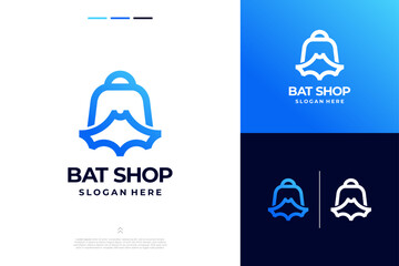 Fototapeta premium Bat shop bag combine modern logo design