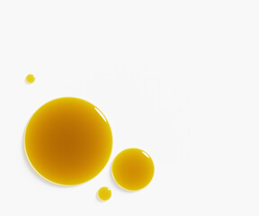 olive oil drops, olio extravergine di oliva on white background ingredient 3D illustration
