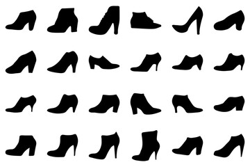 Icon set of women shoe silhouette