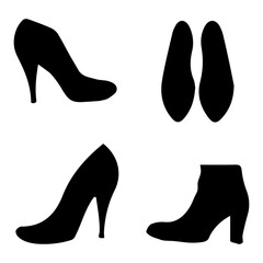 Icon set of women shoe silhouette - obrazy, fototapety, plakaty