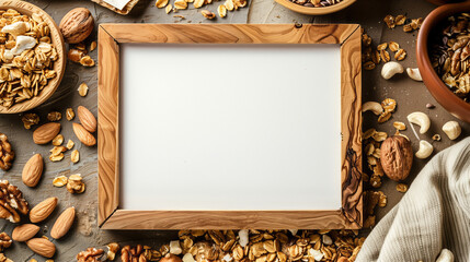 Granola background with white board in the middle