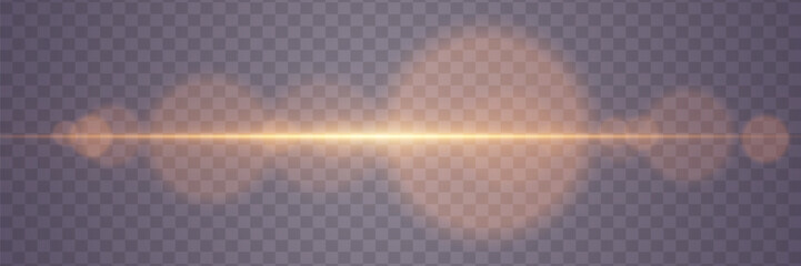 Naklejka premium Abstract stylish light effect on transparent background. Glowing glare. Flash Light. Vector illustration. EPS 10