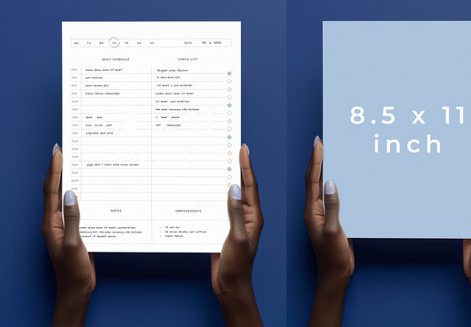 Mockup With Two Female Hands Holding Us Letter Size Paper With Generative ai