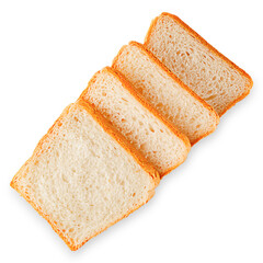 The cut loaf of bread isolated on white