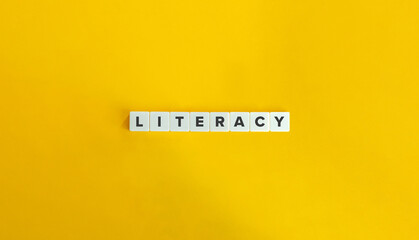 Literacy Word and Banner. Concept of Reading, Writing, and Comprehending Written Text.