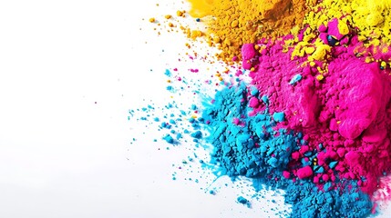 Obraz premium Colorful Holi powder on white background