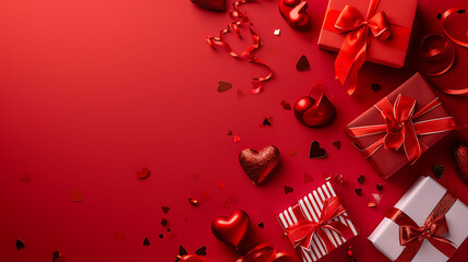 Top view of valentine's day concept with copy space