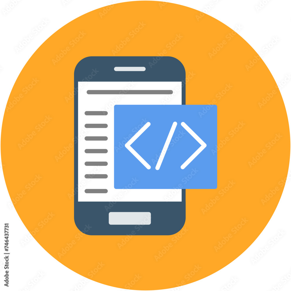 Wall mural mobile coding icon