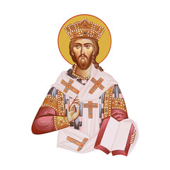 Illustration in Byzantine style isolated on white background